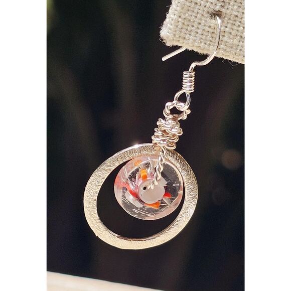 Abstract Multi Glass SP Dangle Metal Earrings - Picture 5 of 8